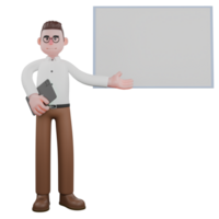 Social Research Model. A male sociologist is standing while carrying a tablet while his hand is pointing to a whiteboard on his left. Societal png