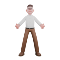 Male Societal Professional in 3D. A male sociologist is standing while stretching both hands forward as if he wants to hug or grab something. Male png