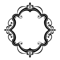A decorative frame with a black and white design. The frame is composed of swirls and curves. png