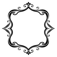 A simple, black and white square frame with a decorative, swirling border design. The border has a repeating motif of delicate floral flourishes. png
