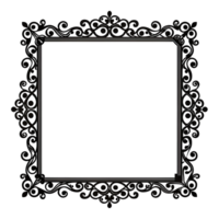 A decorative square frame with an elegant, ornate border in black and white. The frame is perfect for adding a touch of class to any design. png
