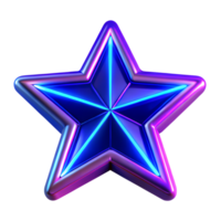 Star with neon glow 3d icon isolated on the transparent background png