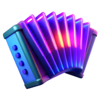 Neon accordion 3d icon isolated on the transparent background png