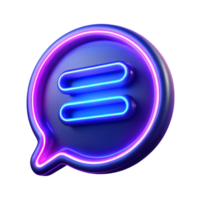 Neon glowing bubble chat message communication 3d icon isolated on the transparent background png