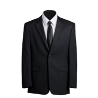Black formal suit without a person, isolated on a transparent background png