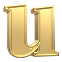 Gold u Font 3D Rendering png