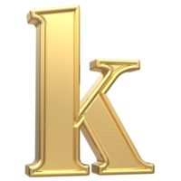Gold k Font 3D Rendering png