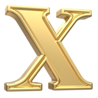 Gold x Font 3D Rendering png
