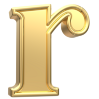 Gold r Font 3D Rendering png