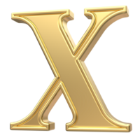 Gold X Font 3D Render png