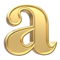 Gold a Font 3D Rendering png