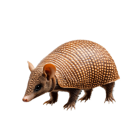 Armadillo walking on a transparent background, showcasing its armored shell png