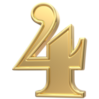 Gold Number 4 3D Render png