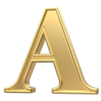 Gold A Font 3D Render png