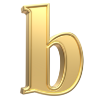 Gold b Font 3D Rendering png