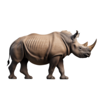 Rhinoceros walking forward with its head slightly turned, transparent background png