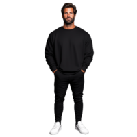 Man in a black casual outfit standing confidently on a transparent background png