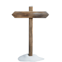 Wooden cross standing upright in the snow, on a transparent background png