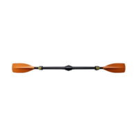 Close up of a double bladed paddle with wooden ends, isolated on a transparent background png