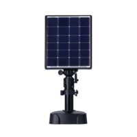 Small solar panel standing on a base, facing forward on a transparent background png