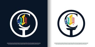 painting design with initial C creative concept for business vector