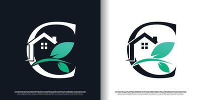Green house design template with initial C concept idea for business vector