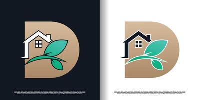 Green house design with initial D concept for business vector