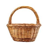 Wicker Basket with Handle Isolated on transparent Background png