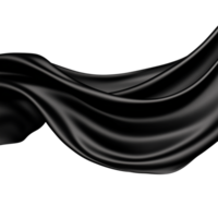 Flowing black fabric draped in mid air, isolated on a transparent background png