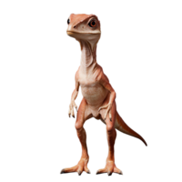Small dinosaur standing upright with a long tail and big eyes, on a transparent background png