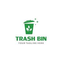 Trash bin logo design. Environmental protection conservation design. Recycling dustbin with green plants logotype, suitable for your design need, logo, illustration, animation, etc. vector