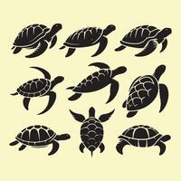 Series of turtle silhouettes vector