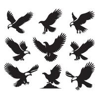 Set of eagle silhouette on white background vector