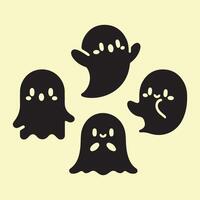 Cute ghost silhouette collection vector