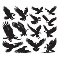Selection of eagle shadows displayed on a white background vector