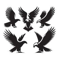 Group of eagle shadows on a plain white backdrop vector