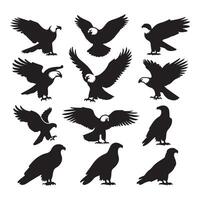 A variety of eagle shadows on a blank white background vector