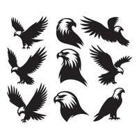 Eagle silhouette compilation on a white backdrop vector