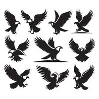 Array of eagle profiles on a clean white background vector