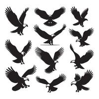 Display of eagle silhouettes on a crisp white background vector