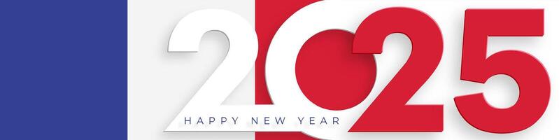 Happy New Year 2025, festive pattern with France flag concept vector