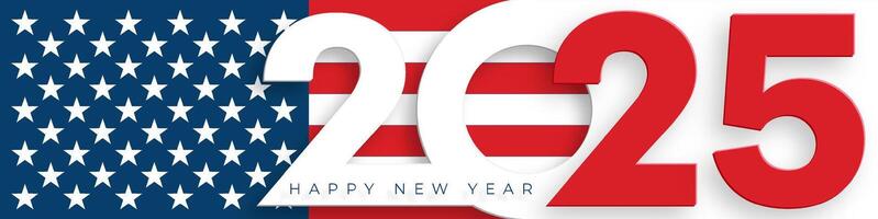 Happy New Year 2025, festive pattern with America flag concept vector