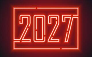 Happy New Year 2027 festive pattern with neon lettering concept on color background vector
