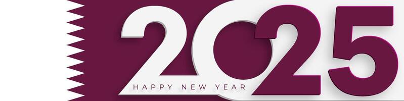 Happy New Year 2025, festive pattern with Qatar flag concept vector