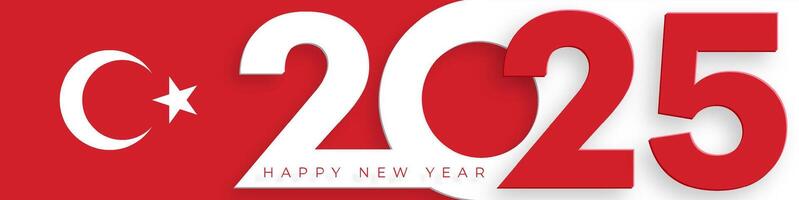 Happy New Year 2025, festive pattern with Turkey flag concept on color background vector