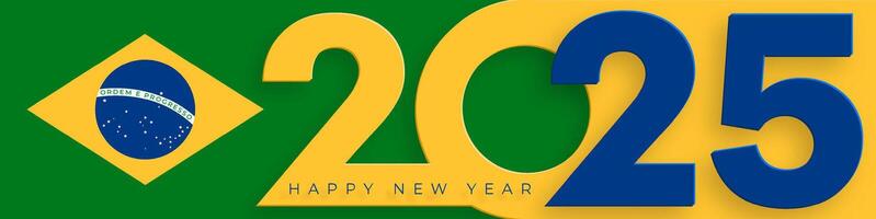 Happy New Year 2025, festive pattern with Brazil flag concept vector
