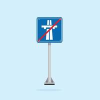 road sign icon, Motorway ends traffic on blue checkered board. suitable for poster use and web icon vector