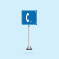 road sign icon, minimalist petrol telephone symbol on blue checkered board. suitable for poster and web icon use vector