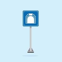 road sign icon, Begin Tunnel traffic on blue checkered board. suitable for poster use and web icon vector