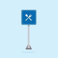 road sign icon, eating place on blue checkered board. suitable for poster use and web icon vector
